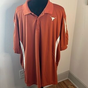 U of TX Longhorns BAW Athletic Wear white burned orange polo shirt Sz 3 XL